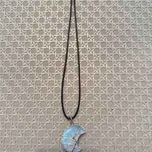 Elegant Opalite Moon Pendant Necklace